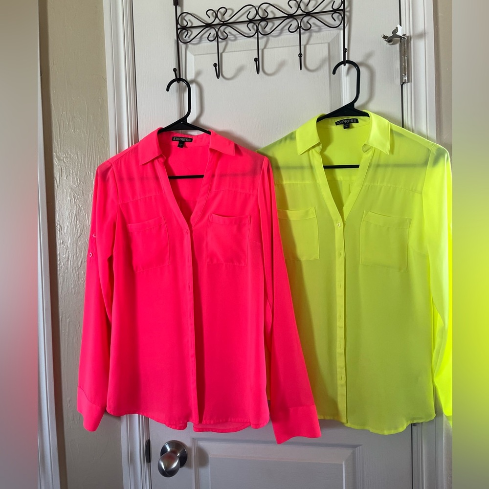 Express Vibrant Pink and Vibrant Yellow Tops